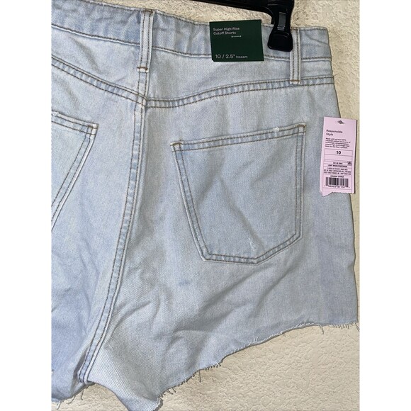 Wild Fable Women Super High Rise Jean Cutoff Button Fly Sz 10 Denim Shorts - Picture 4 of 9